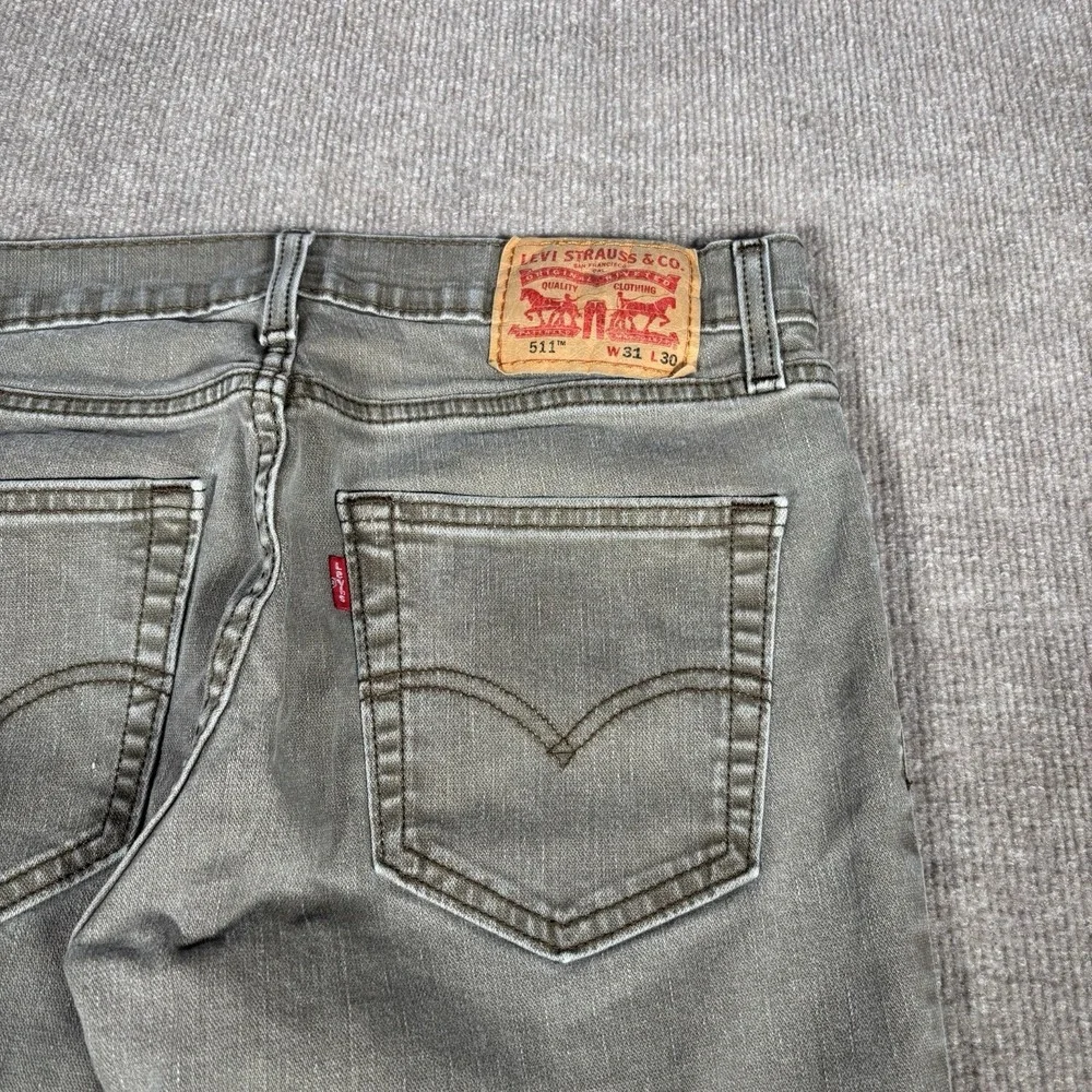 Levis 511 Jeans Mens 30x28 (Tag31x30) Slim Fit‎ Straight Olive Green Denim